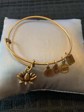 Alex and Ani Gold Lotus Charm Bangle Bracelet